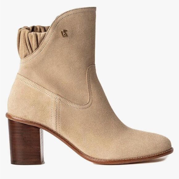 Zadig & Voltaire Lena Suede Scrunch Ankle Boots Shoes 41 11 NIB $498 tan heels - Picture 1 of 16